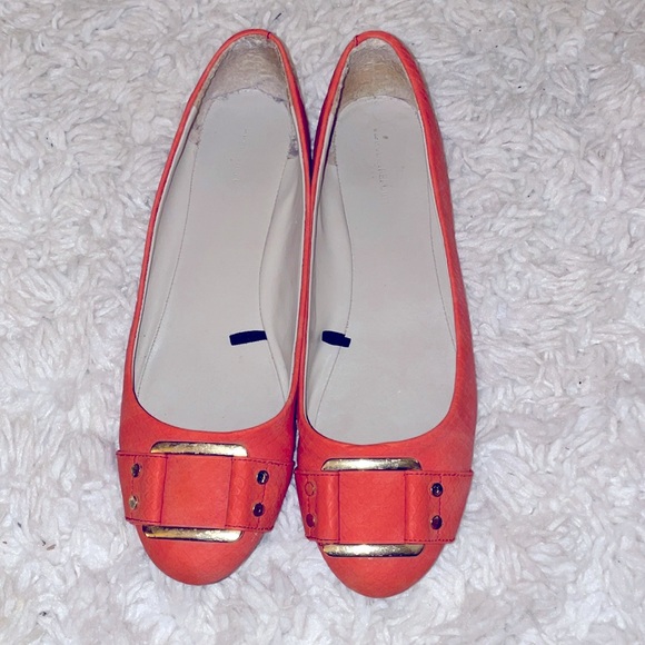 HUGE SALE!🎉Gorgeous Banana Repiblic Orange Tangerine Coral Flats with buckle - Picture 1 of 5